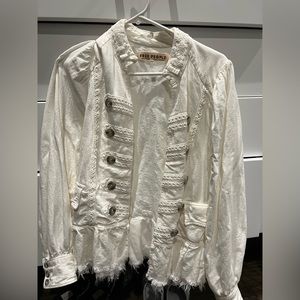 Free People button down white linen jacket